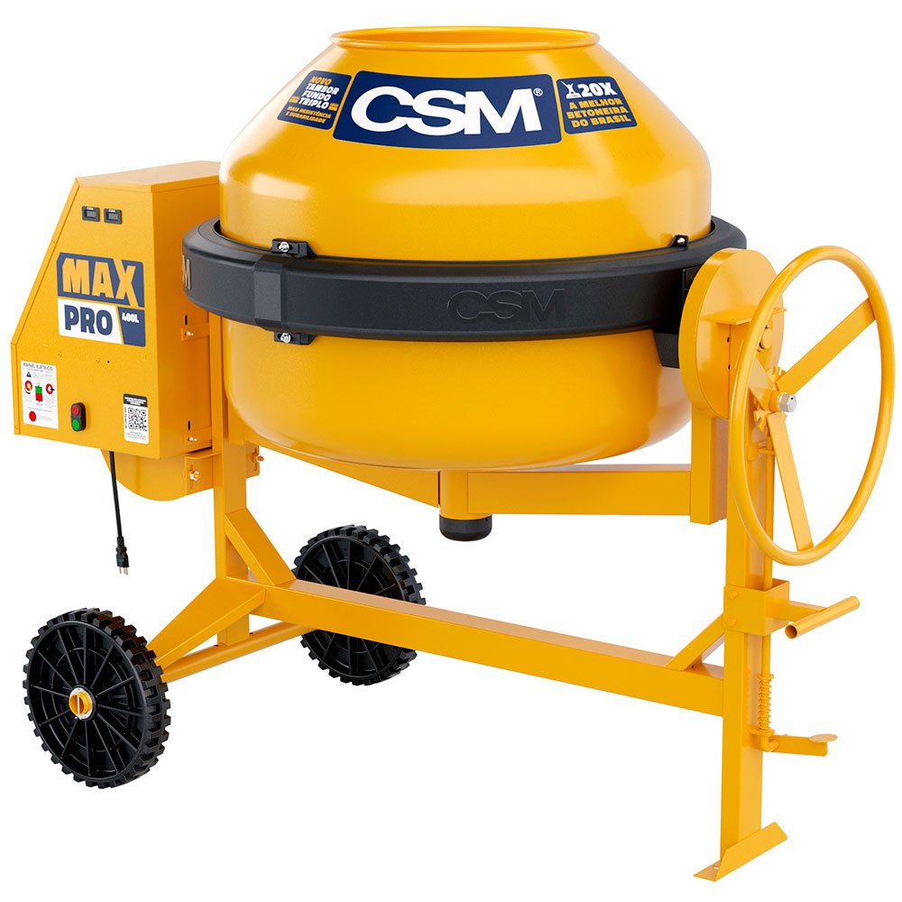 Betoneira CSM Max Pro 400L — vista em perspectiva