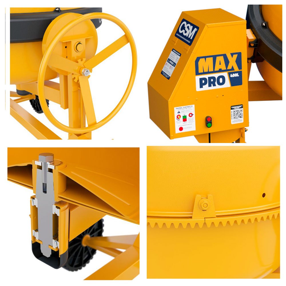 Betoneira CSM Max Pro 400L — vista traseira